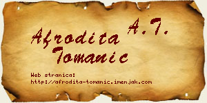 Afrodita Tomanić vizit kartica
